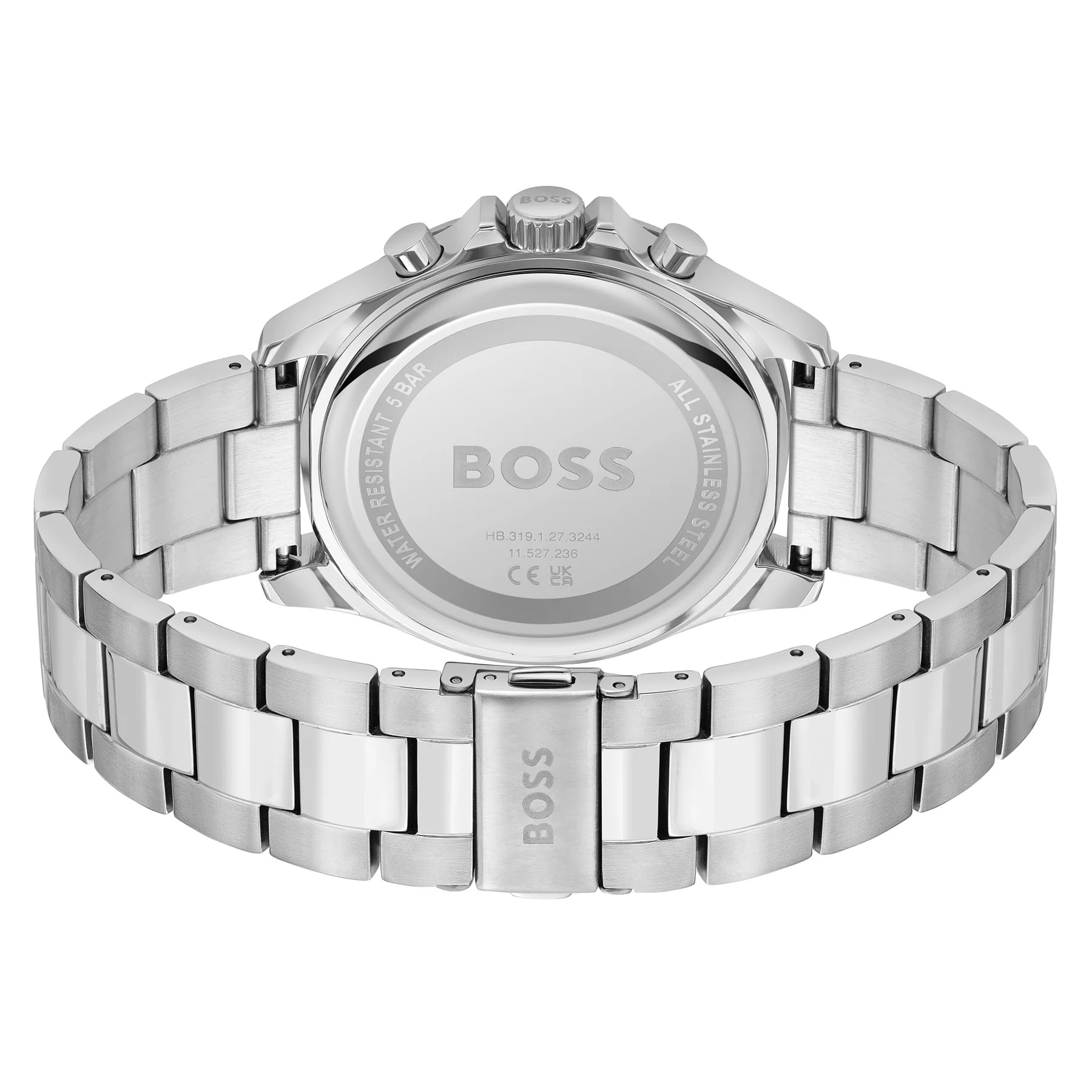 Men's Hugo Boss Silver Steel Black Dial Chronograph Watch - 1514101